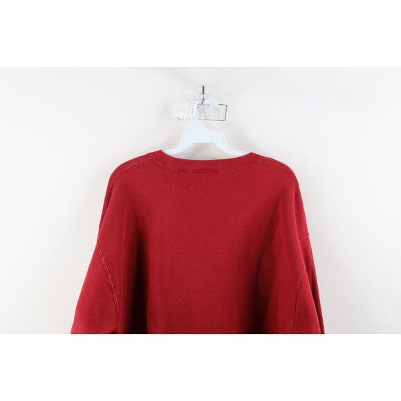 Vintage 90s Fossil Watch Mens Medium Faded Spell Out Crewneck Sweatshirt Red USA - Picture 13 of 14